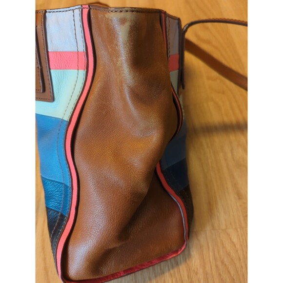 Fossil Emma Tote Shoulder Bag Multicolor Patchwork Leather Large - Picture 6 of 14